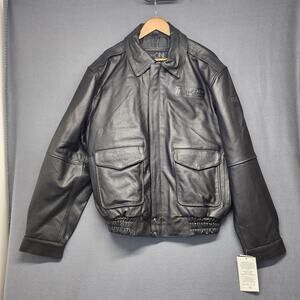 Ultra One Platinum Leather Coat Jacket XL Black Bomber Biker Moto TA Petro NEW